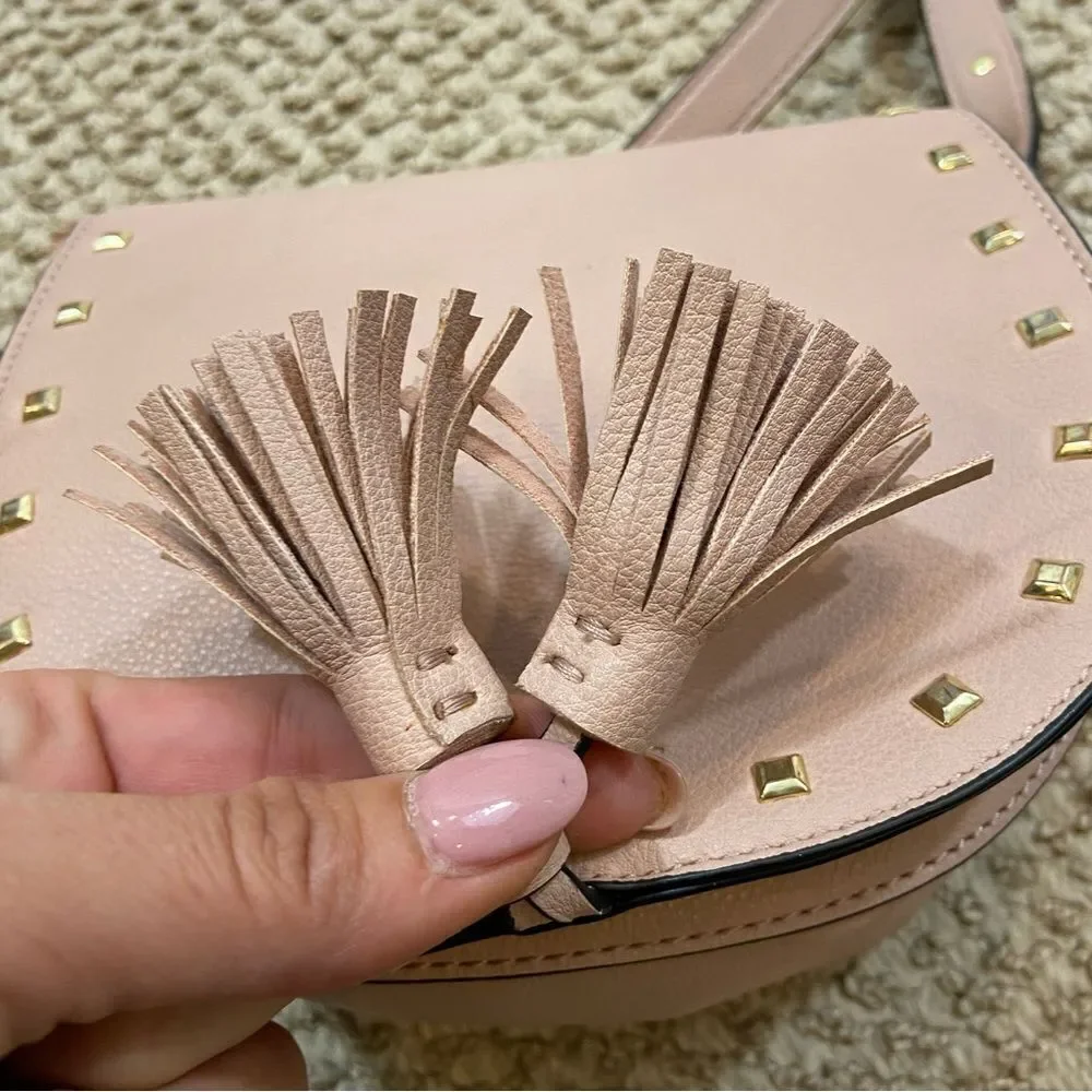 Victorias Secret Blush Pink Faux Leather Crossbody‎ with Gold Studs